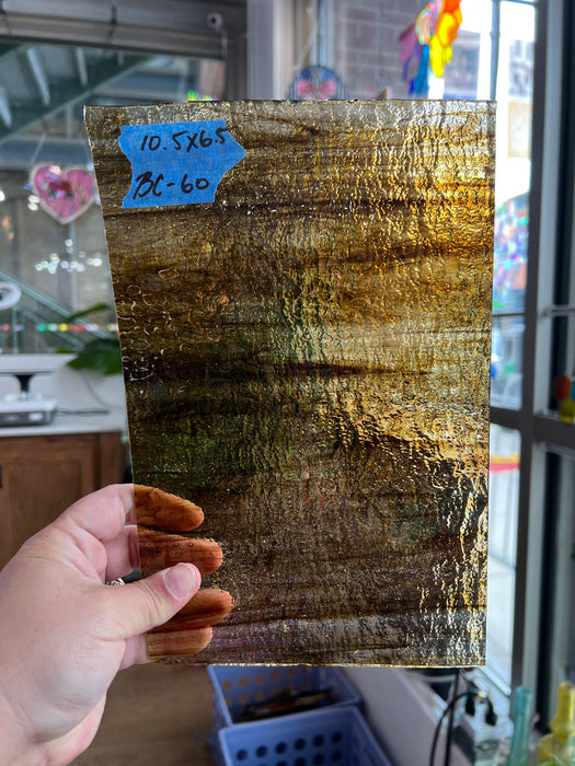 Clear Brown Wispy Wissmach Sheet Glass Colorado Glassworks BC60 (10.5x6.5in)