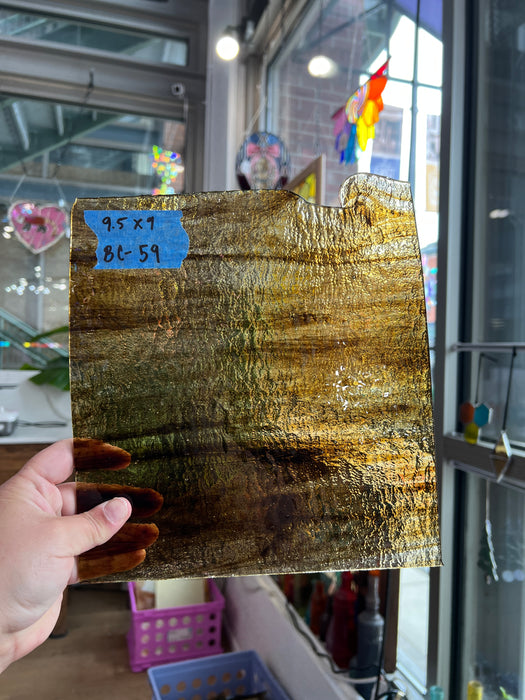 Clear Brown Wispy Wissmach Sheet Glass Colorado Glassworks BC59 (9.5x9in)