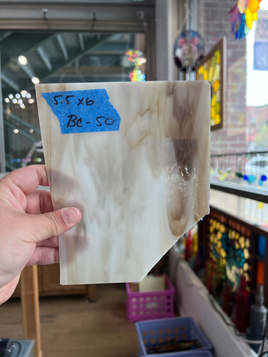 White Brown Wispy Kokomo Sheet Glass Colorado Glassworks