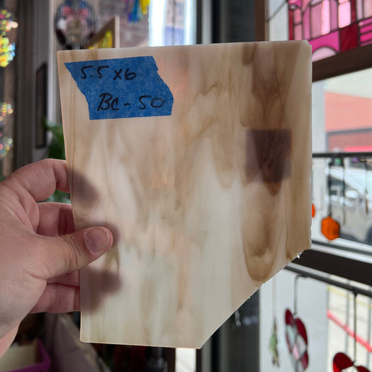 White Brown Wispy Kokomo Sheet Glass Colorado Glassworks