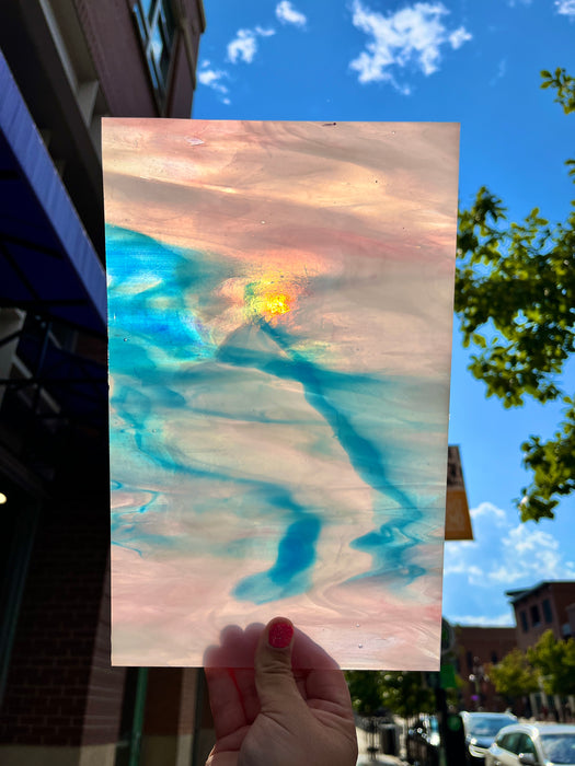 Cotton Candy Swirl - Pink Blue Wispy Transparent Kokomo Sheet Glass Colorado Glassworks