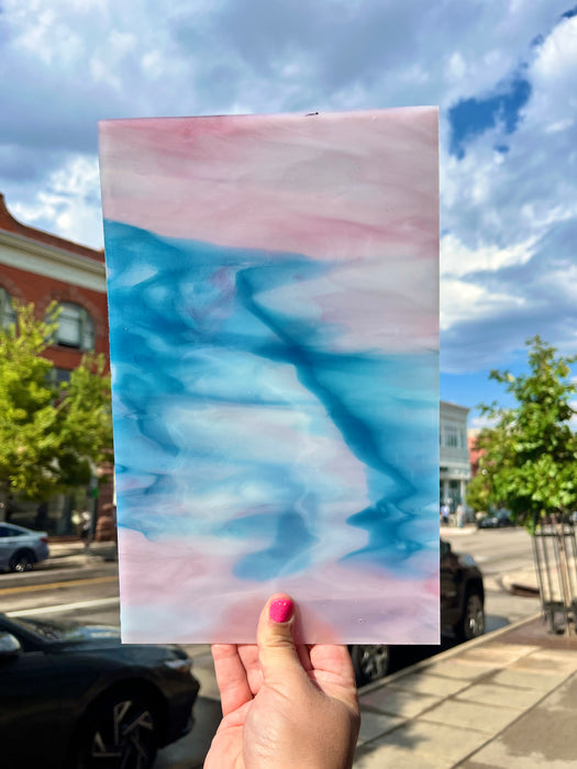 Cotton Candy Swirl - Pink Blue Wispy Transparent Kokomo Sheet Glass Colorado Glassworks