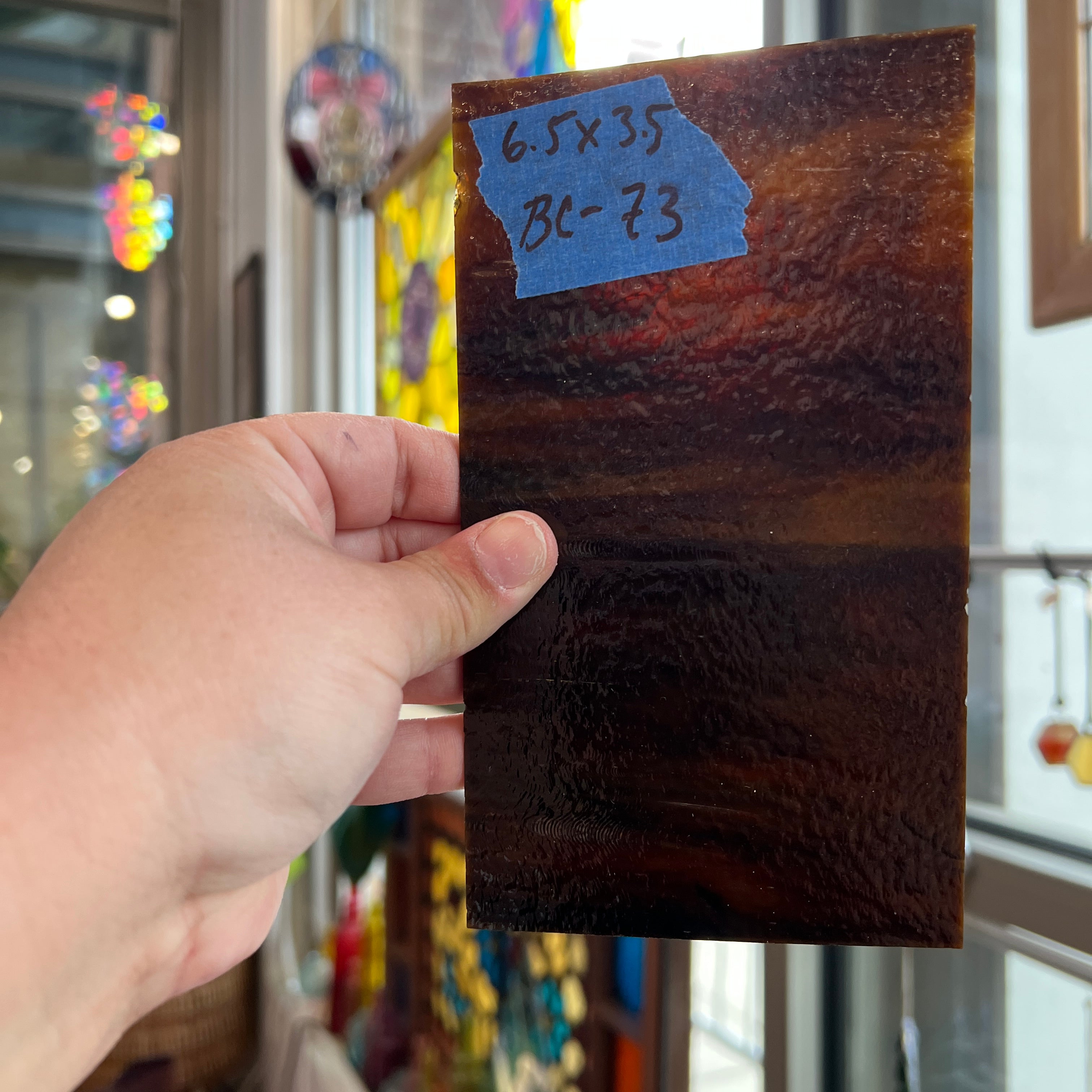 Brown Mixed Bullseye 90 COE Sheet Glass Colorado Glassworks BC73 (6.5x3.5in)
