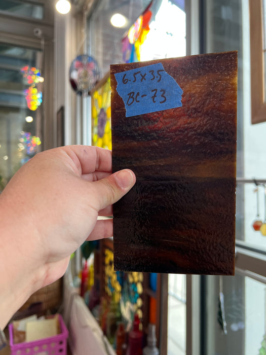 Brown Mixed Bullseye 90 COE Sheet Glass Colorado Glassworks BC73 (6.5x3.5in)