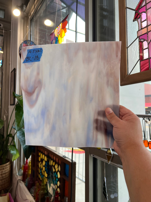 Blue Purple White Wispy Kokomo Sheet Glass Colorado Glassworks 10.5x10.5in (KO-43530797)