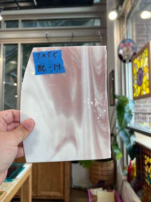 White and Mauve Wispy Spectrum Sheet Glass Colorado Glassworks