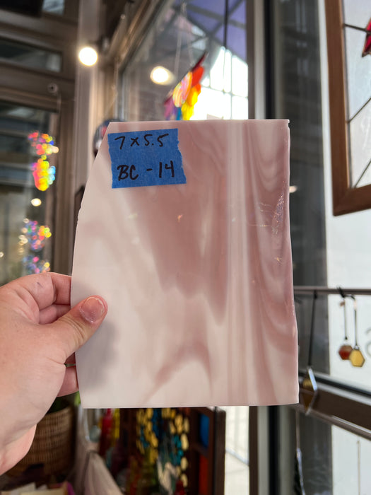 White and Mauve Wispy Spectrum Sheet Glass Colorado Glassworks BC14 (7x5.5)