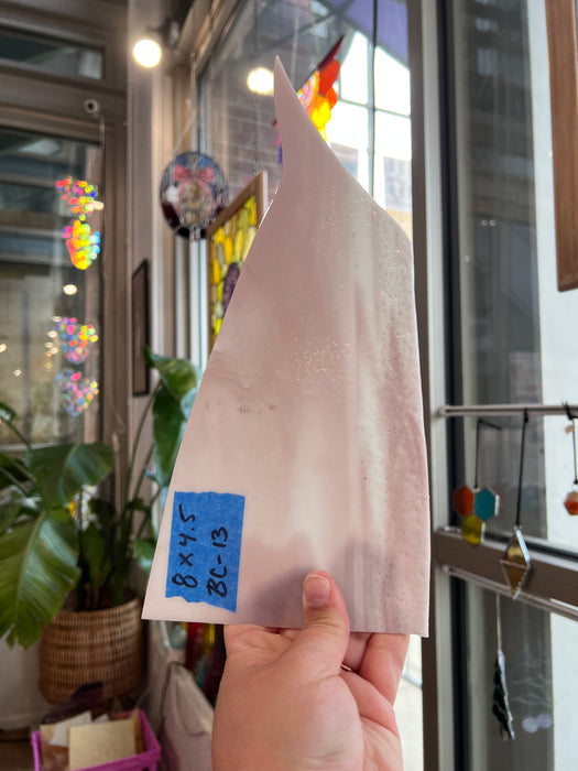 White and Mauve Wispy Spectrum Sheet Glass Colorado Glassworks