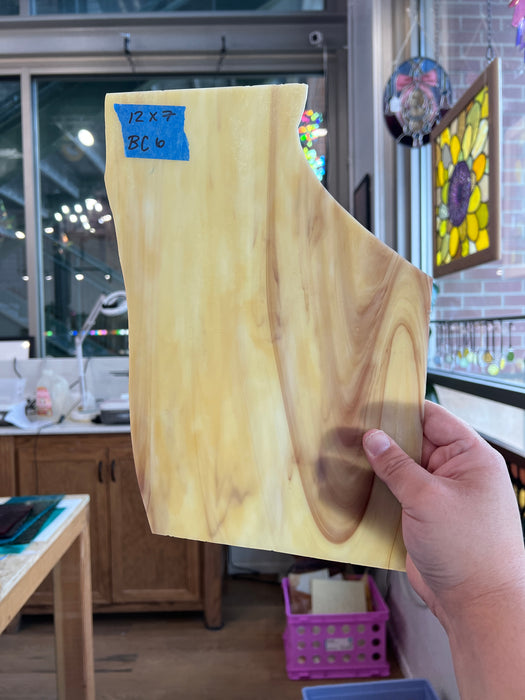 Cream with Brown Wispy Sheet Glass Kokomo