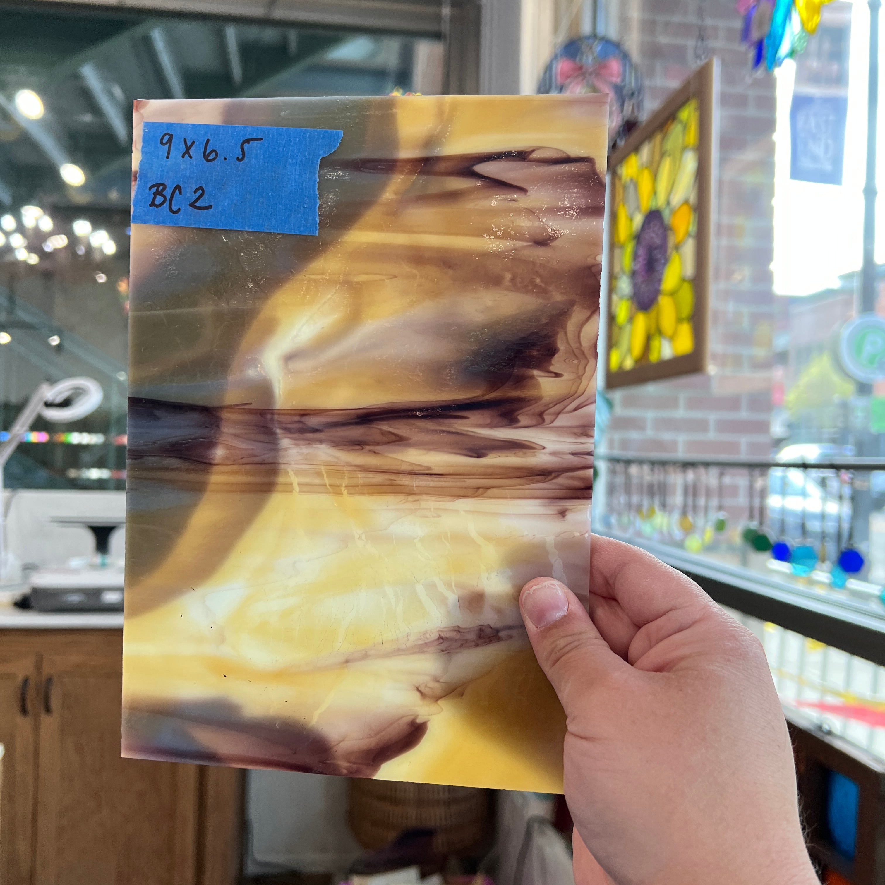 Tan Purple Wispy Kokomo Sheet Glass Kokomo 9x6.5in (KO-89455405)