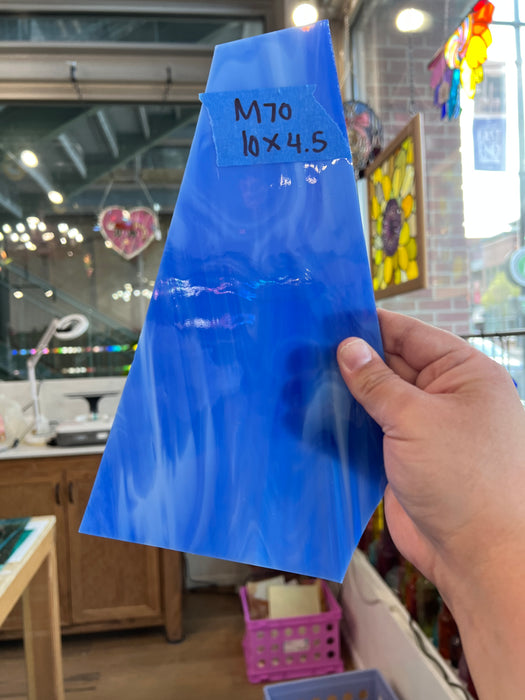 Medium Blue White Wispy Spectrum Sheet Glass Bullseye 10x4.5in (SP-43879469)