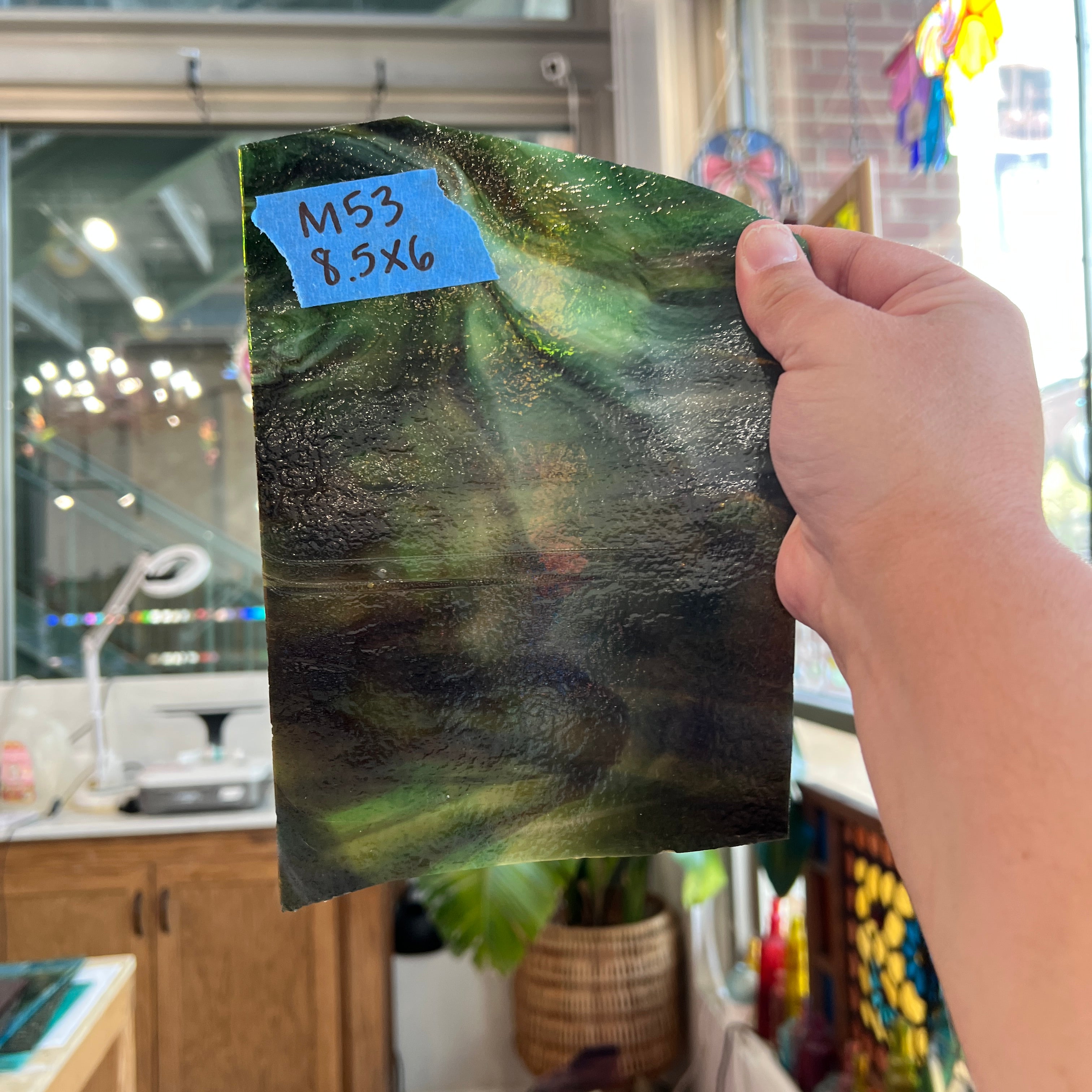 Dark Brown Green Multicolor Bullseye Sheet Glass Colorado Glassworks