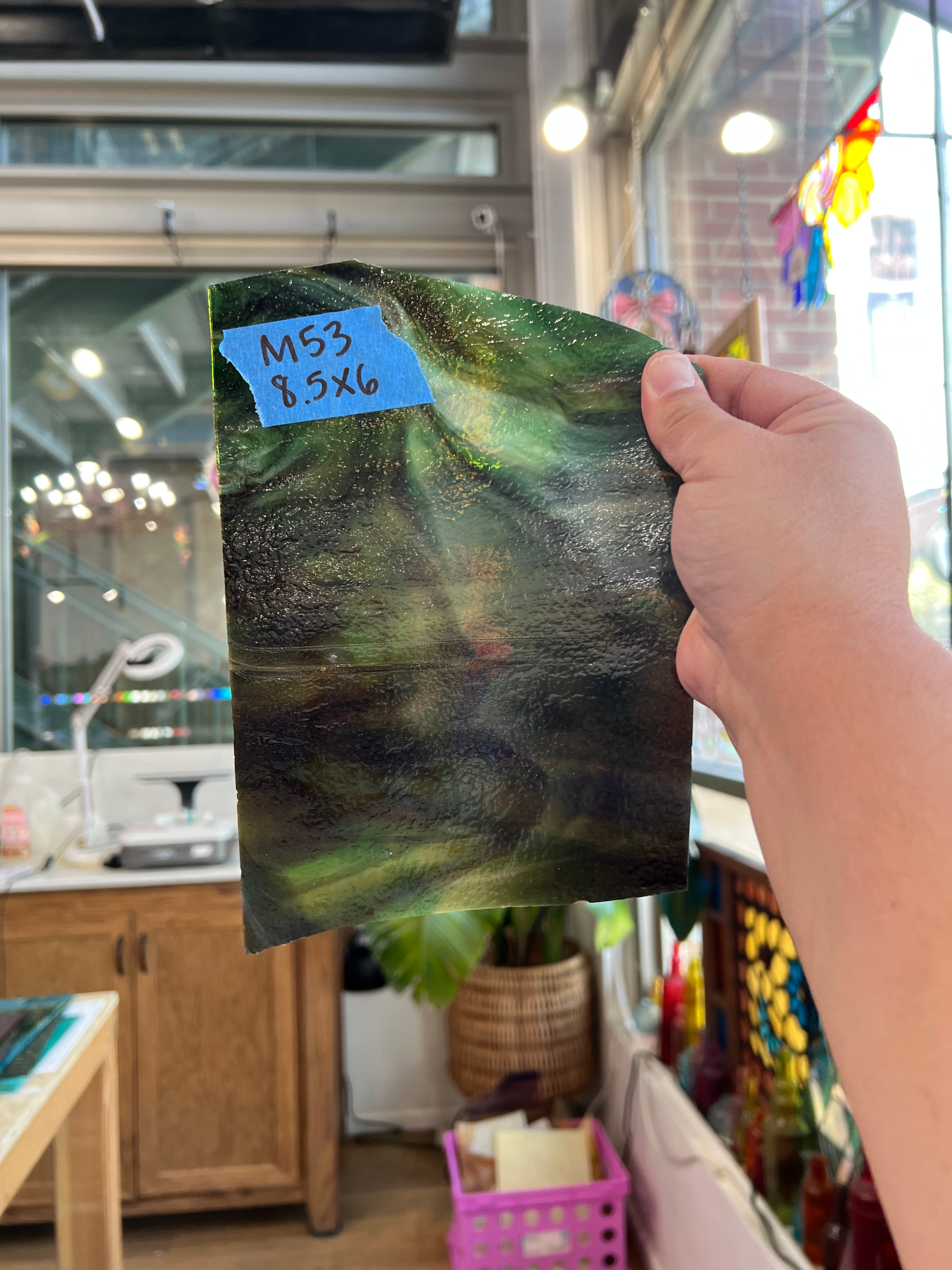 Dark Brown Green Multicolor Bullseye Sheet Glass Colorado Glassworks