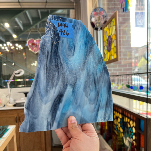 Blue Gray Wispy Bullseye Sheet Glass Bullseye