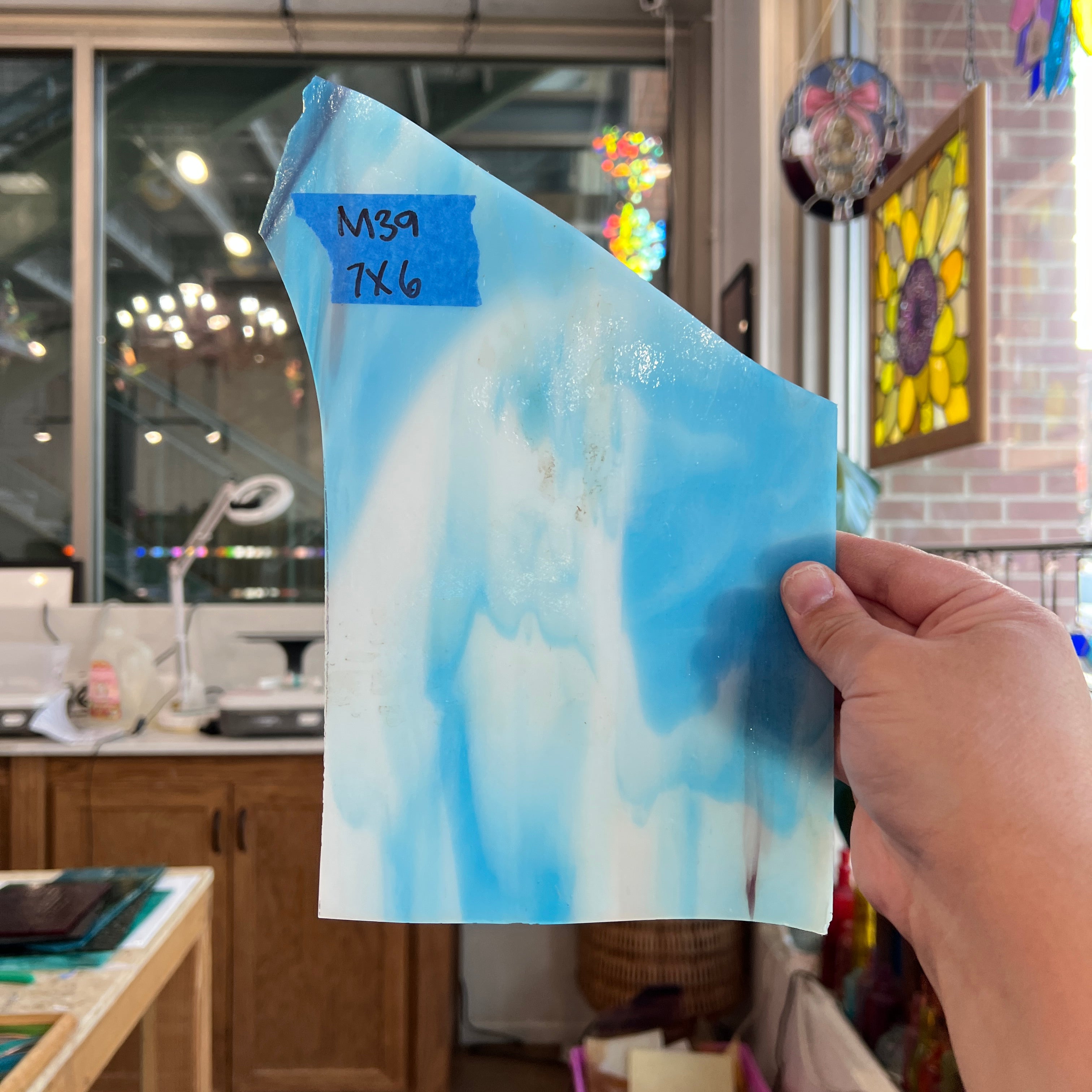 Blue White Wispy Kokomo Sheet Glass Colorado Glassworks