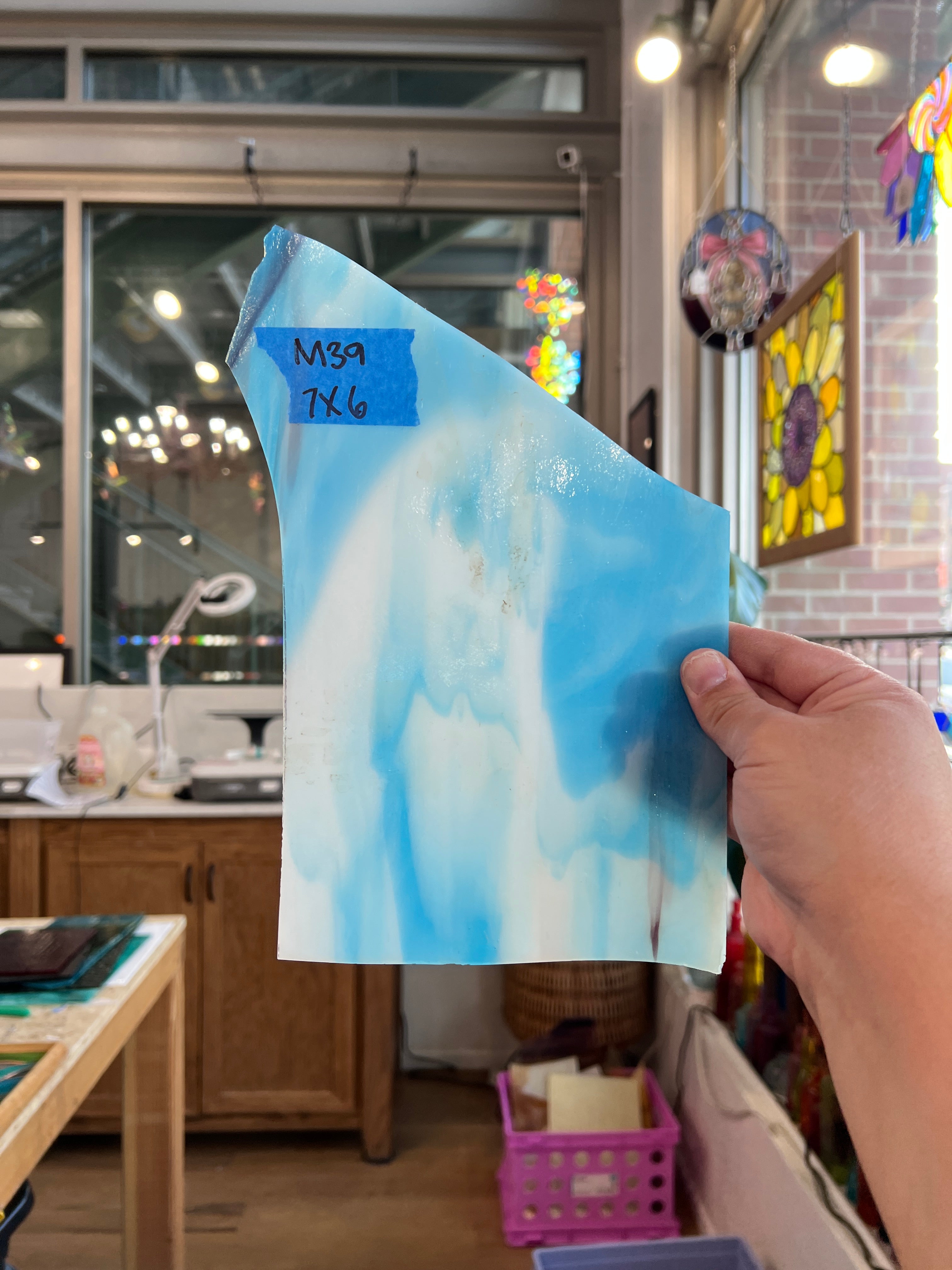 Blue White Wispy Kokomo Sheet Glass Colorado Glassworks