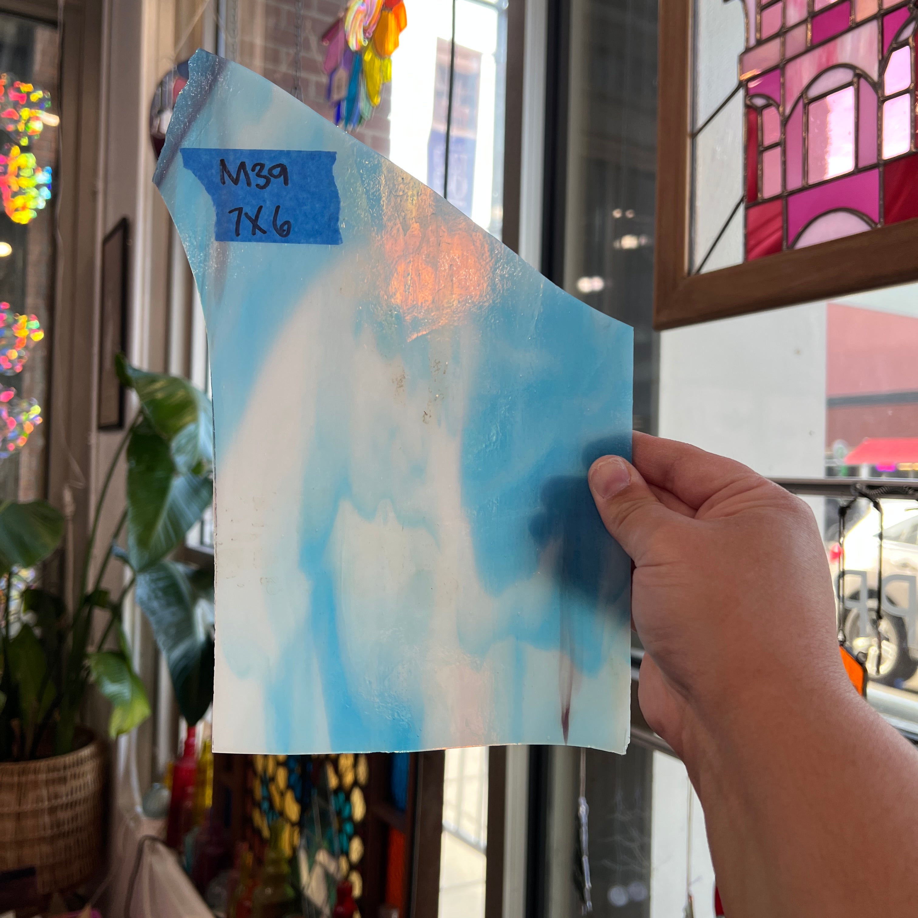 Blue White Wispy Kokomo Sheet Glass Colorado Glassworks