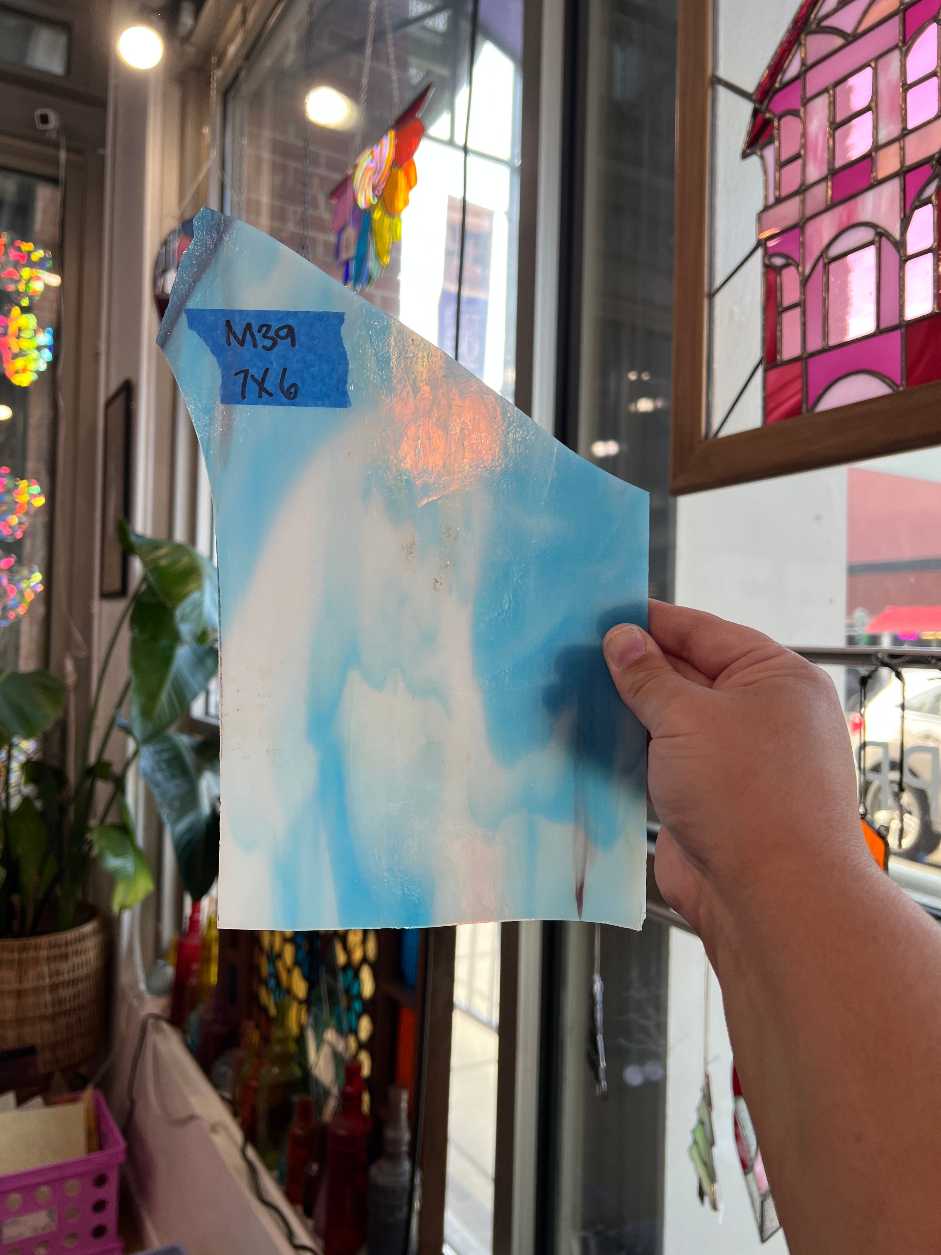 Blue White Wispy Kokomo Sheet Glass Colorado Glassworks