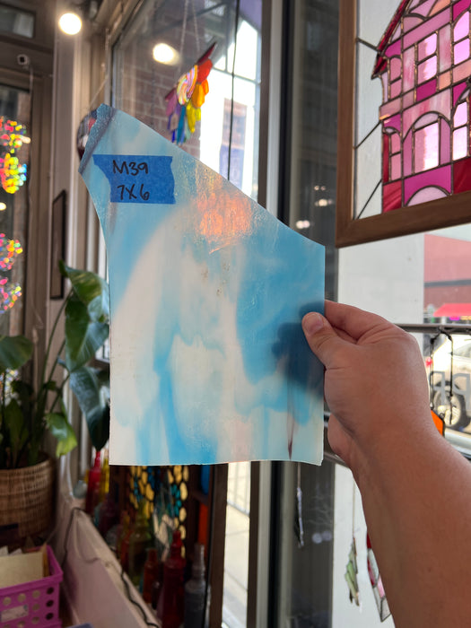 Blue White Wispy Kokomo Sheet Glass Colorado Glassworks
