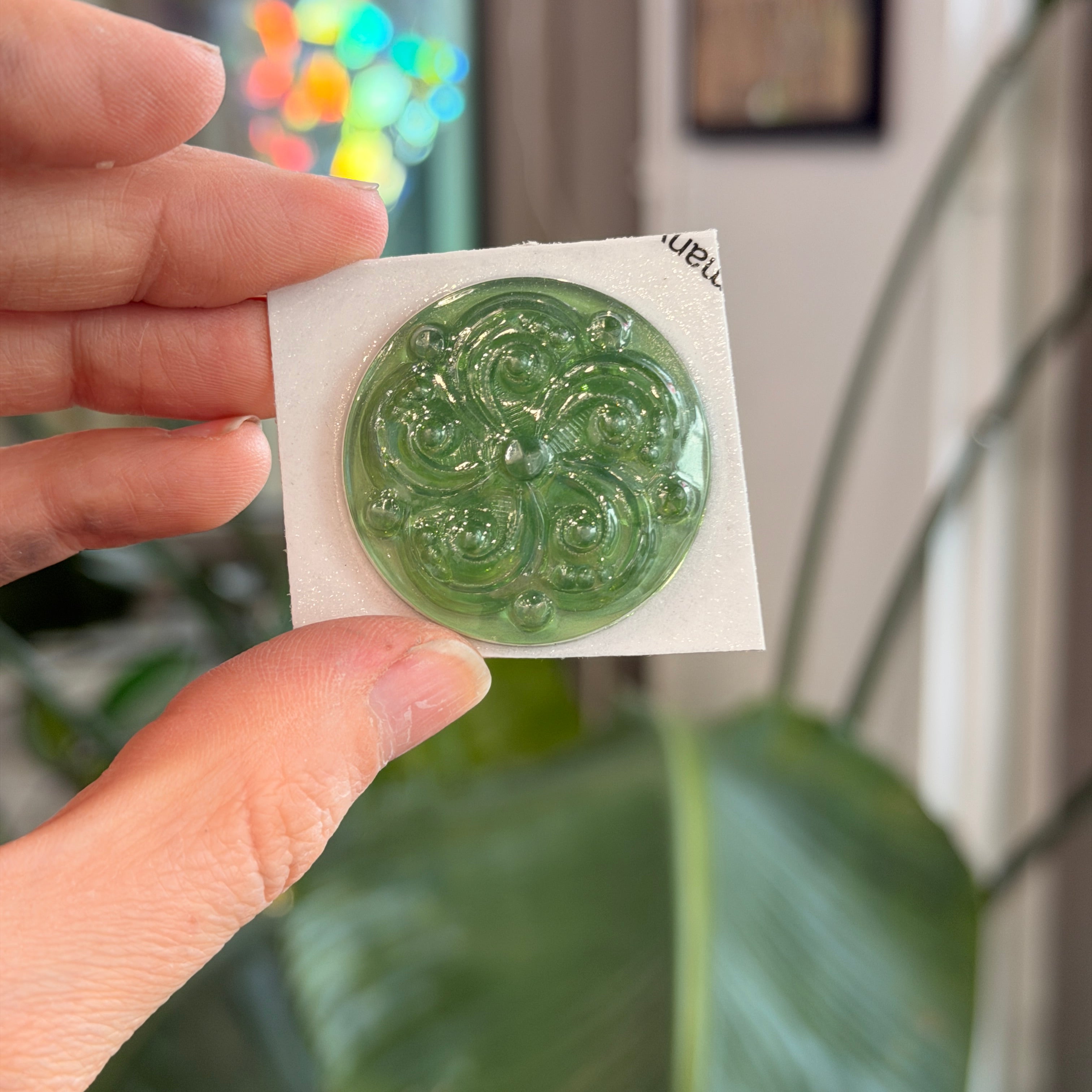Moss Green Swirl Jewel - Round (35mm) Tools Colorado Glass Works