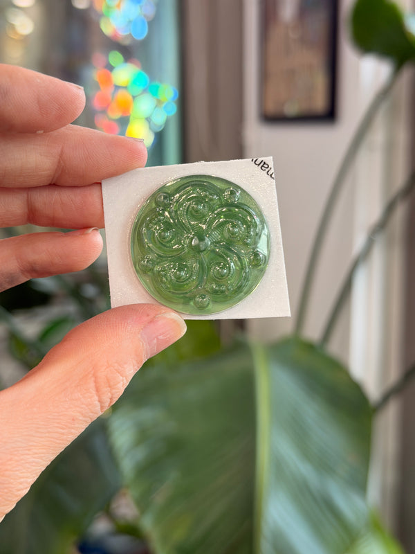 Moss Green Swirl Jewel - Round (35mm) Tools Colorado Glass Works