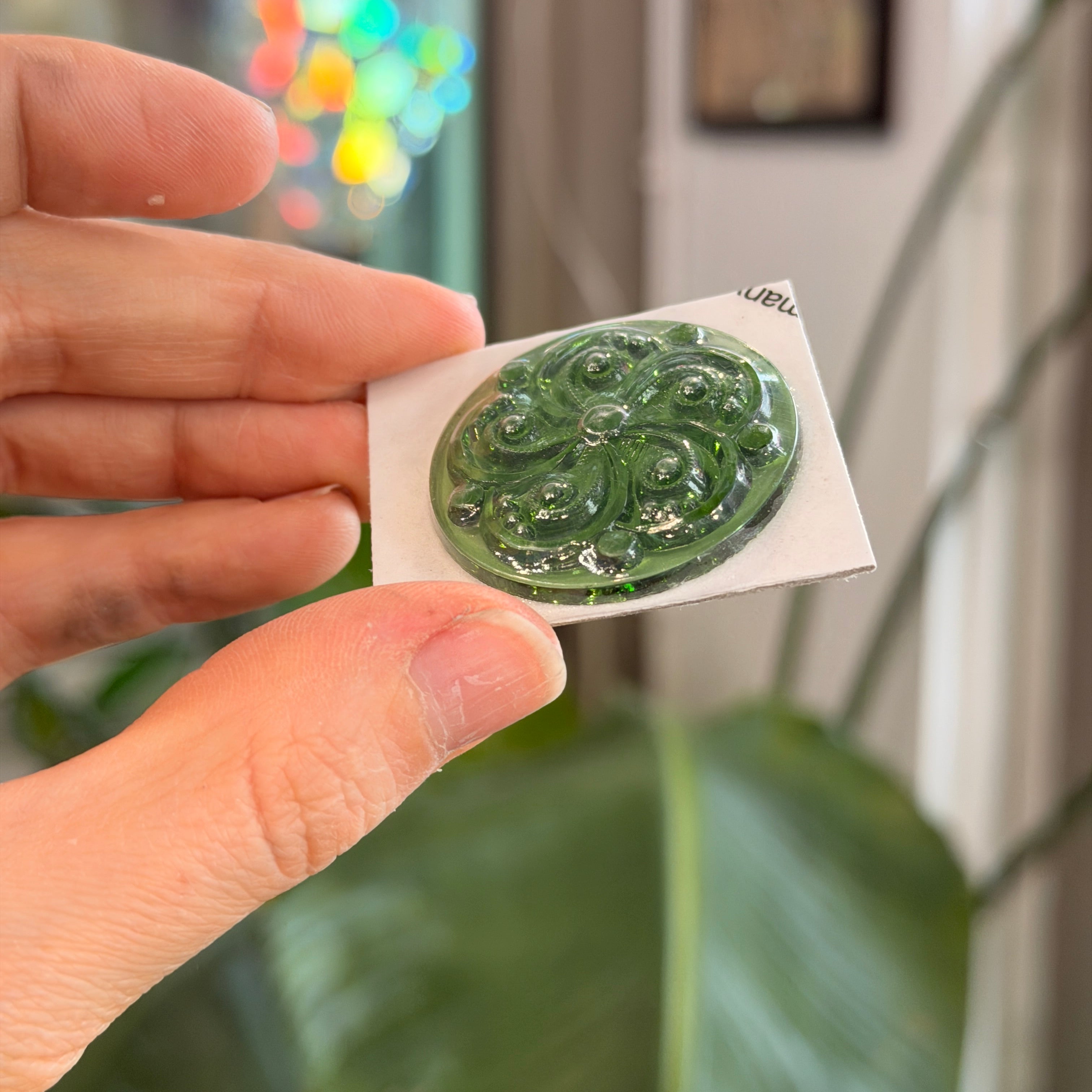 Moss Green Swirl Jewel - Round (35mm) Tools Colorado Glass Works
