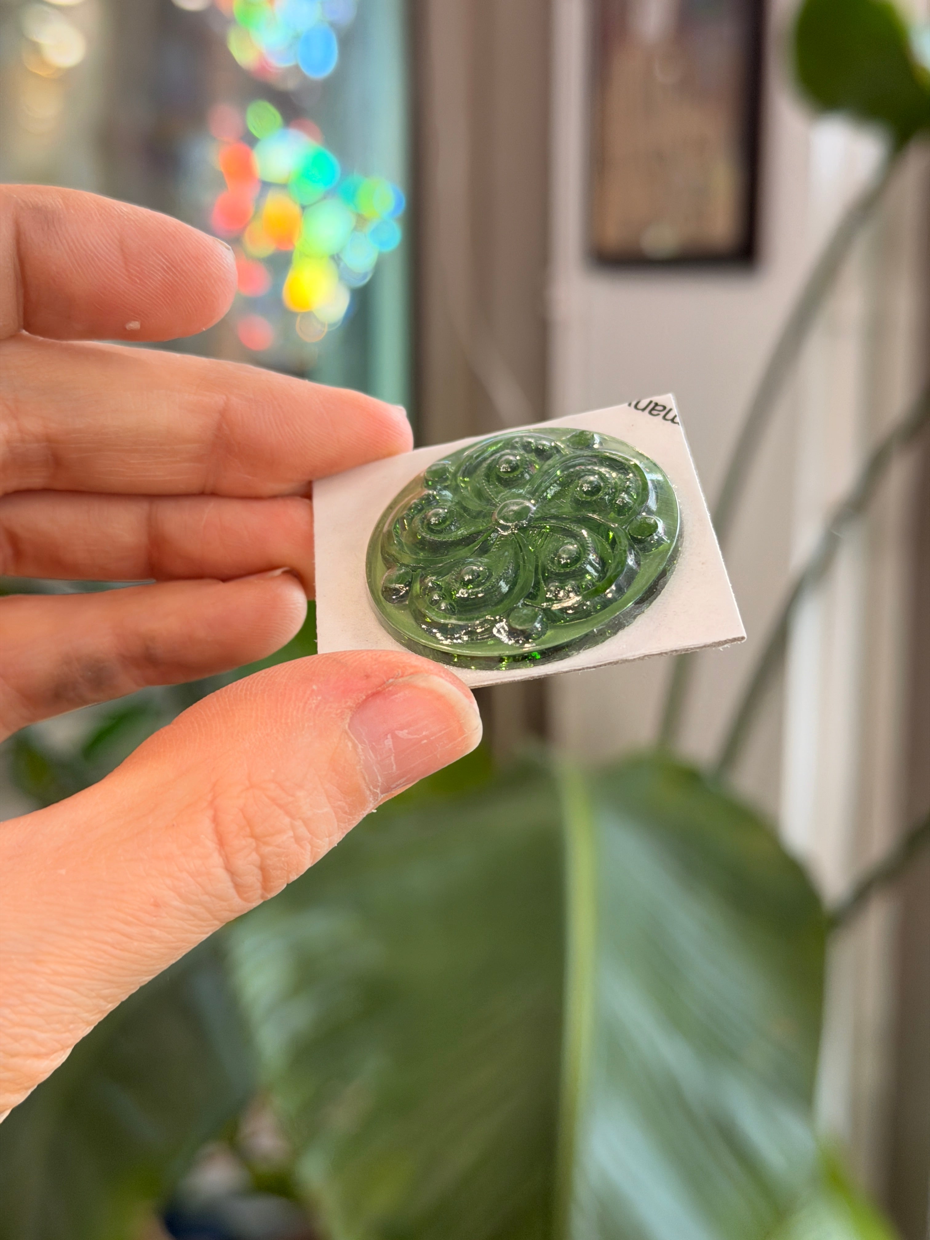 Moss Green Swirl Jewel - Round (35mm) Tools Colorado Glass Works