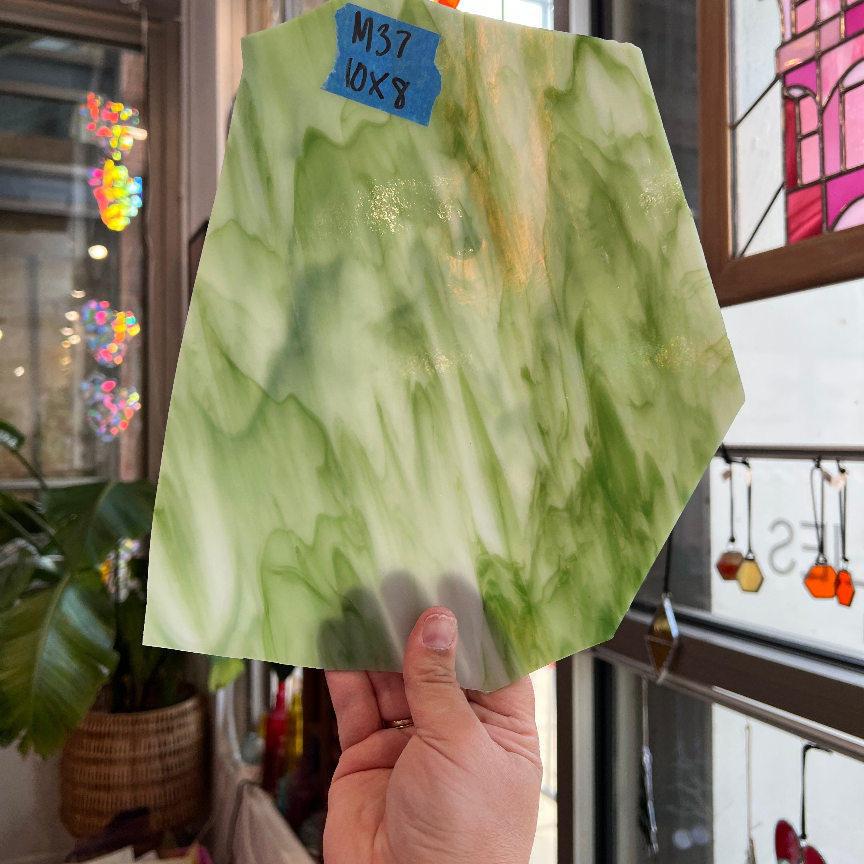 Mixed White Green Wispy Kokomo Sheet Glass Colorado Glassworks