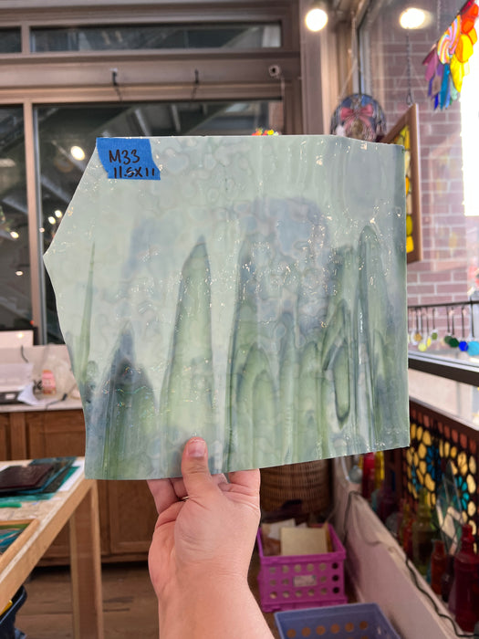 Light Green Mottled Bullseye Sheet Glass Colorado Glassworks