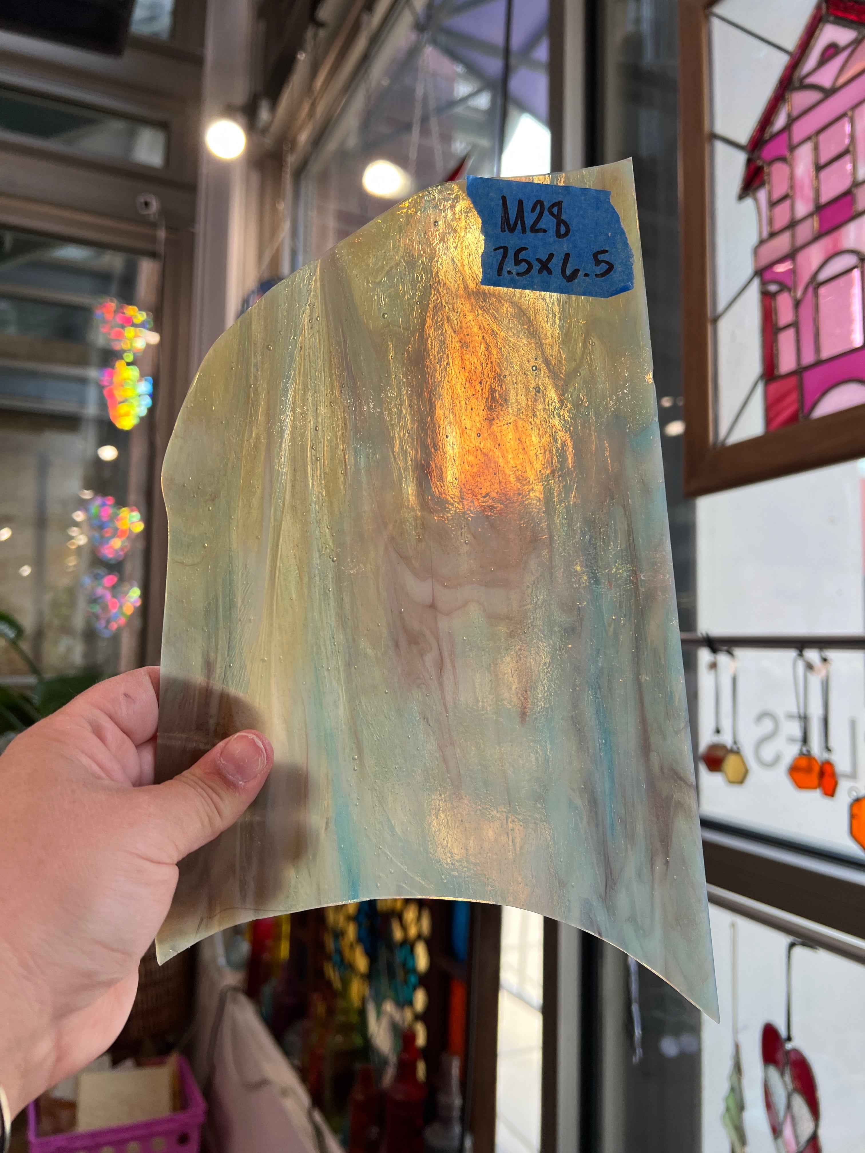 Amber Blue Purple Wispy Kokomo Sheet Glass Colorado Glassworks