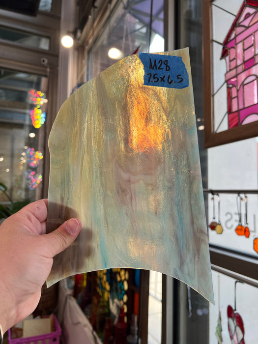 Amber Blue Purple Wispy Kokomo Sheet Glass Colorado Glassworks