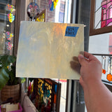 Light Amber Blue Wispy Wissmach Sheet Glass Colorado Glassworks
