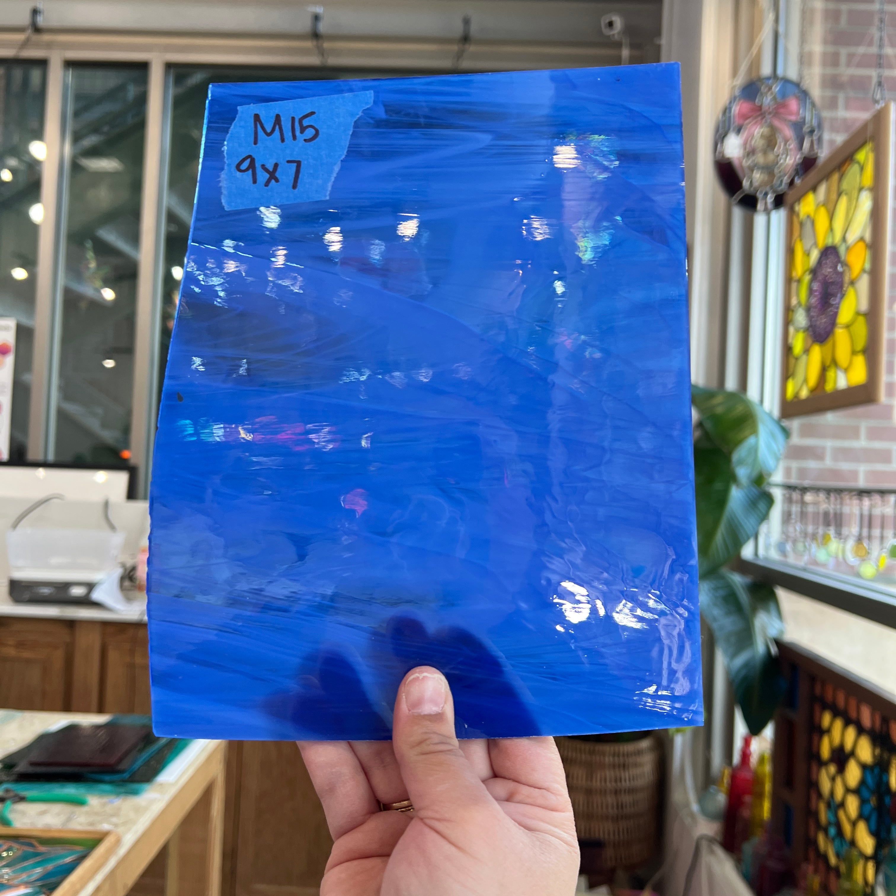 Transparent Blue Wispy Spectrum Sheet Glass Spectrum 9x7in (SP-34873389)