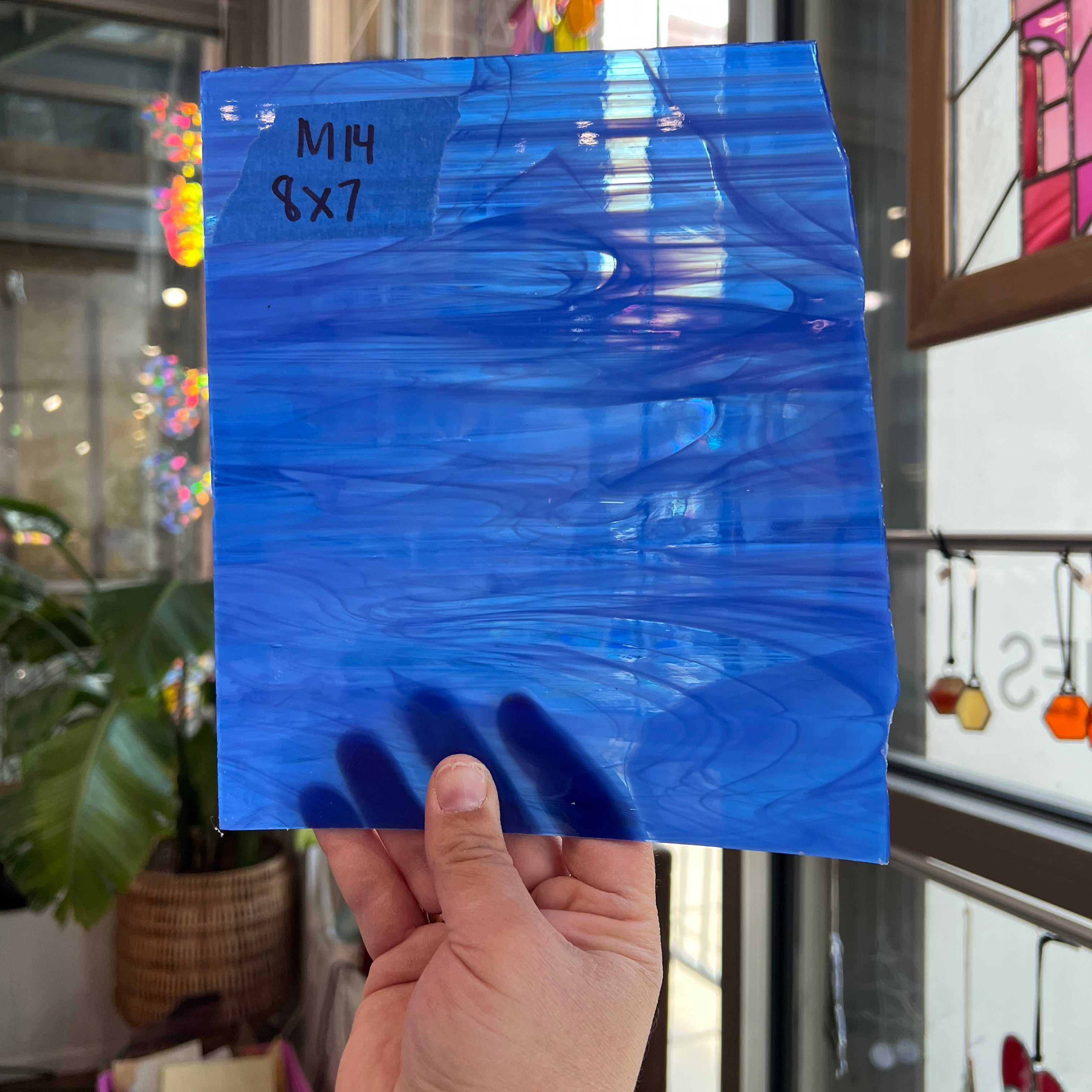 Transparent Blue Wispy Spectrum Sheet Glass Spectrum M14 (8x7in)