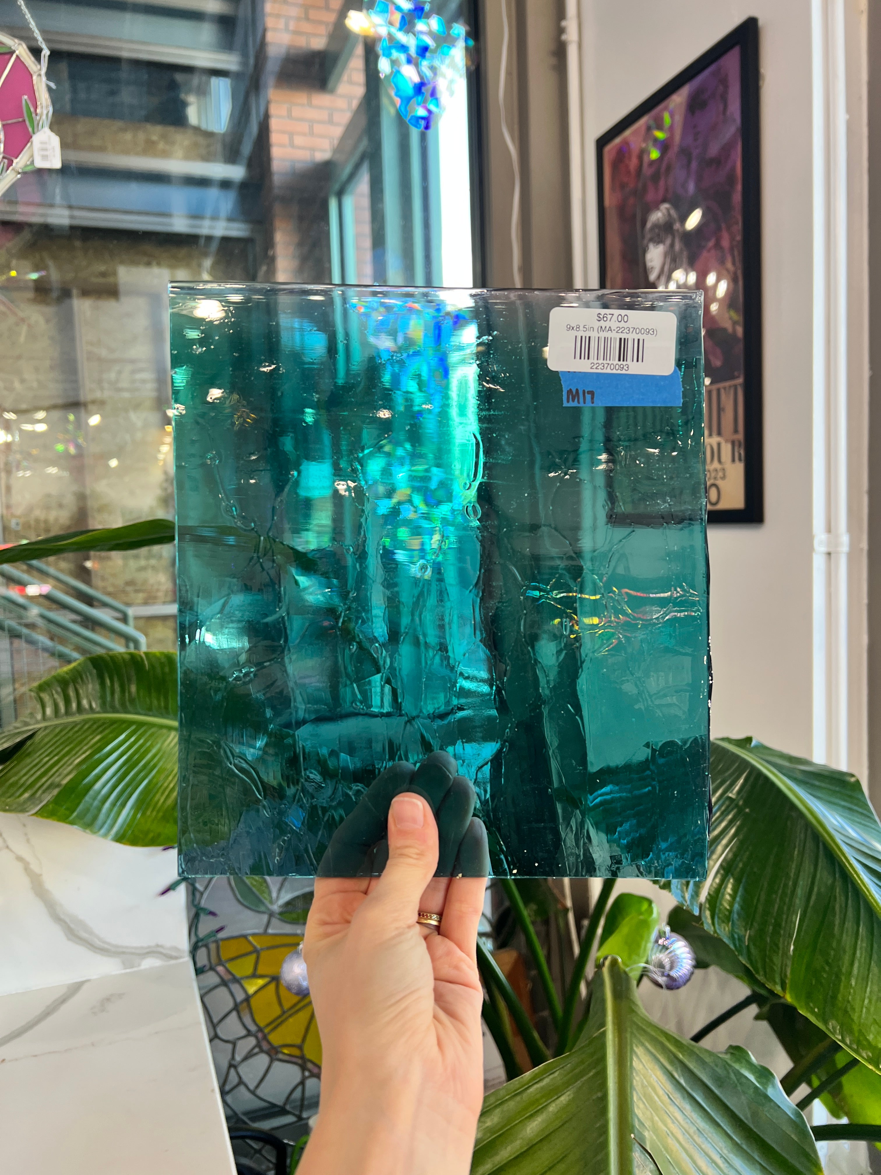 Turquoise Tide Pool COGW by Monarch Sheet Glass Colorado Glass Works 9x8.5in (MA-22370093)