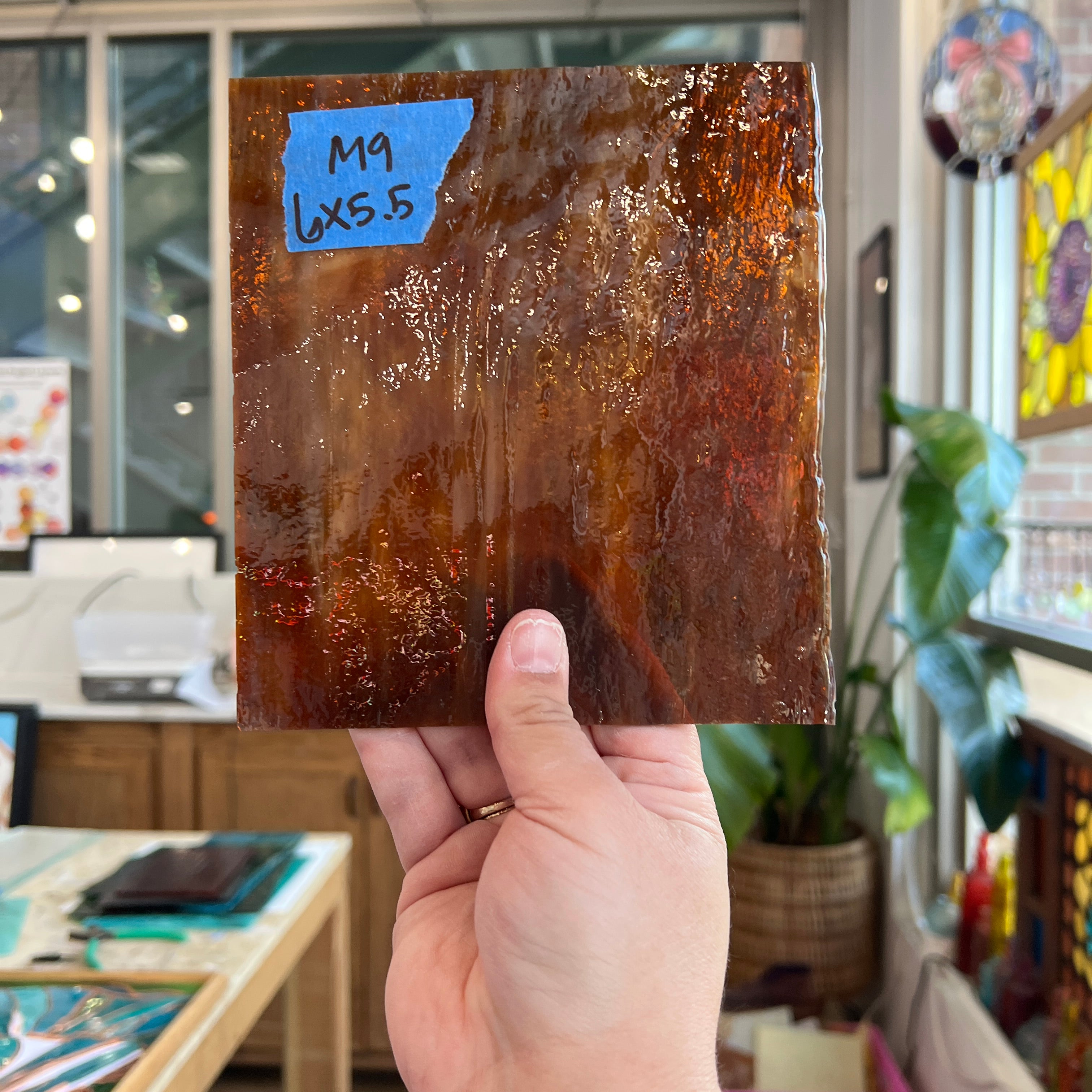 Brown Mottled Wispy Uroboros Sheet Glass Colorado Glassworks