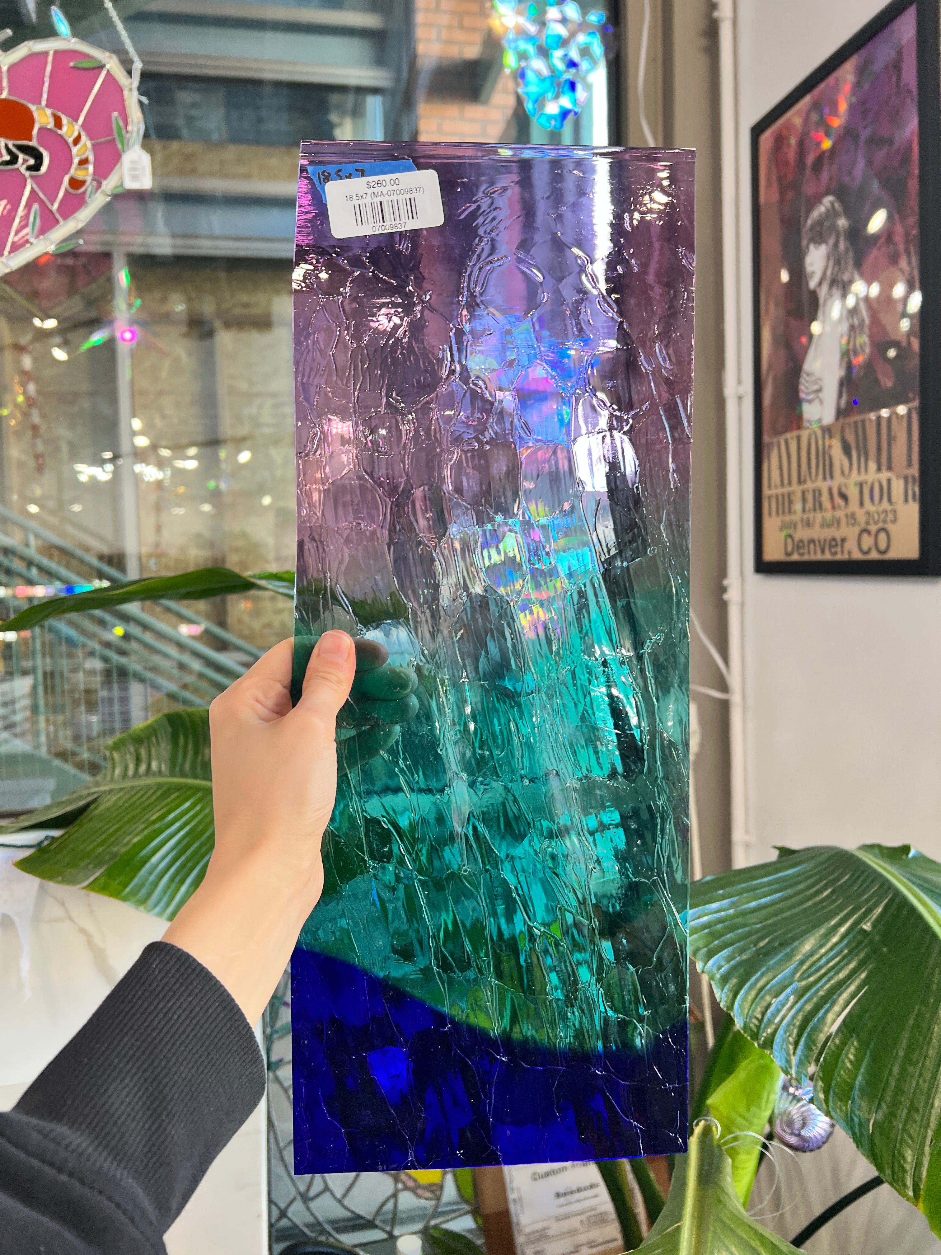 Mesmerizing Mermaid COGW by Monarch Glass Sheet Glass Colorado Glass Works 18.5x7in *slight texture/roll in glass* (MA-07009837)