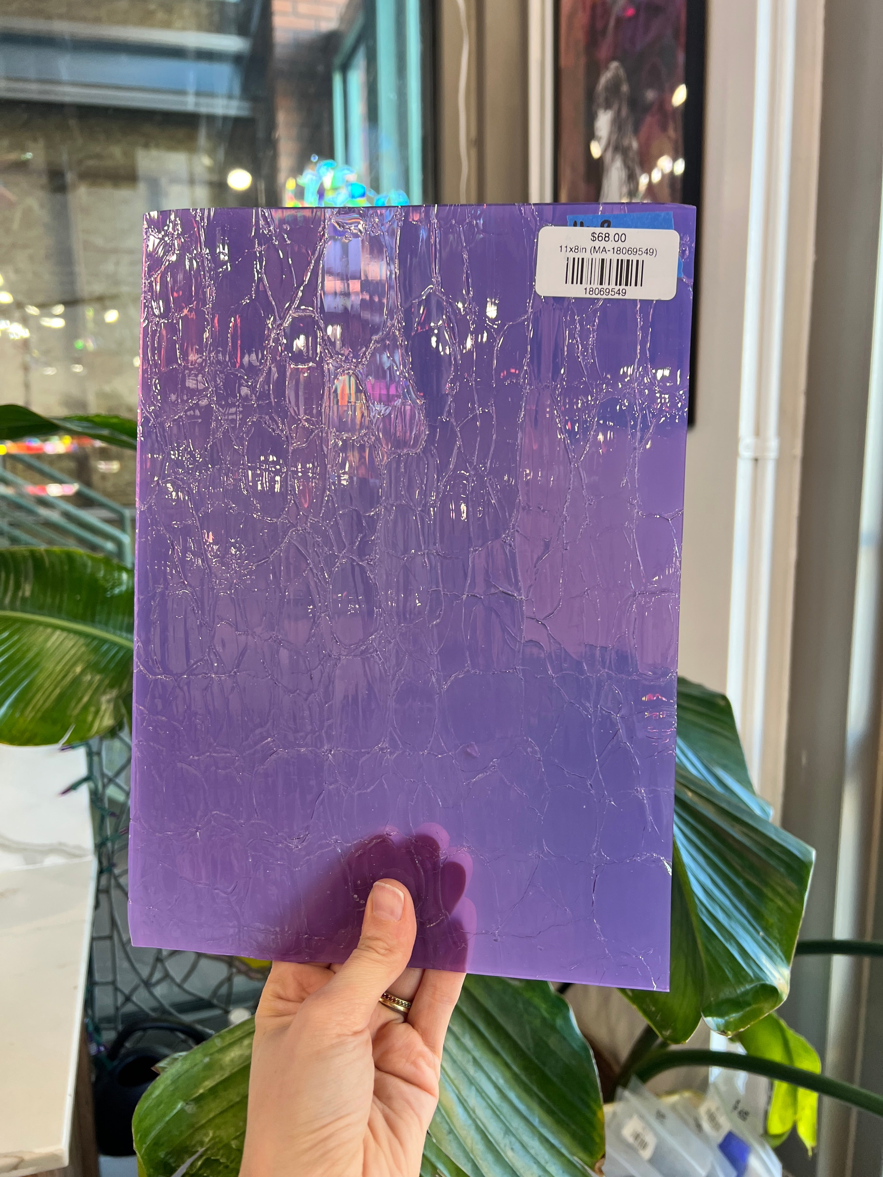 Groovy Grape Crackle COGW by Monarch Sheet Glass Colorado Glass Works 11x8in (MA-18069549)