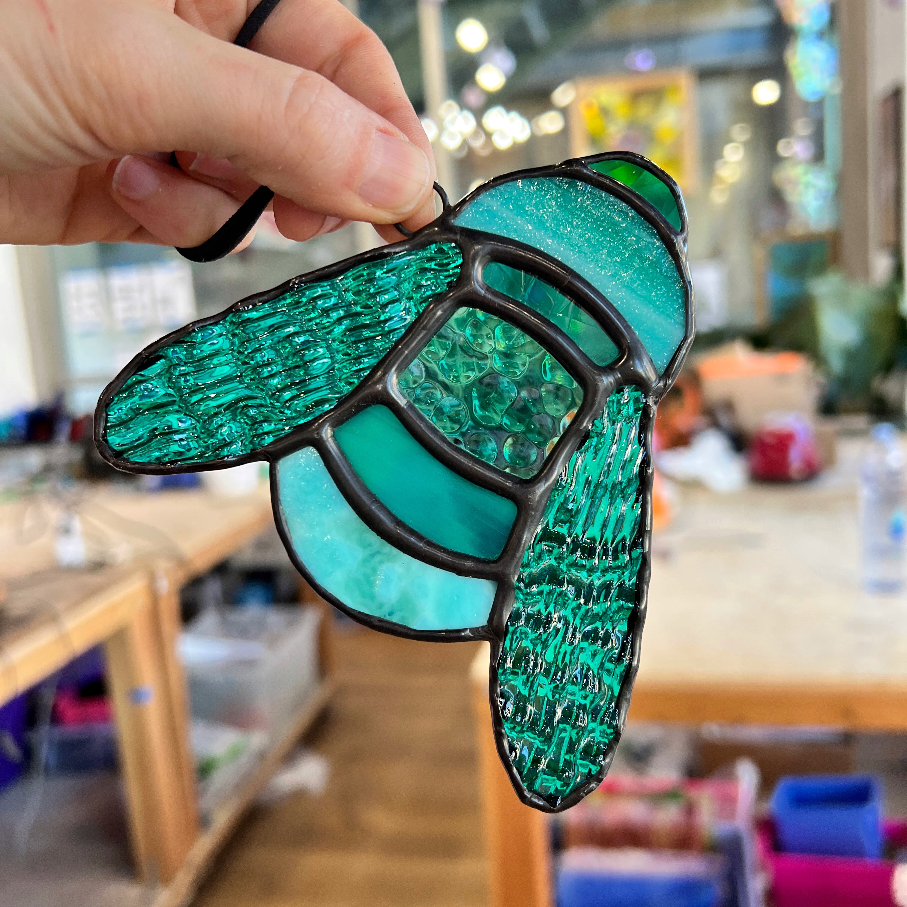 Teal Fuzzy Butt Bumble