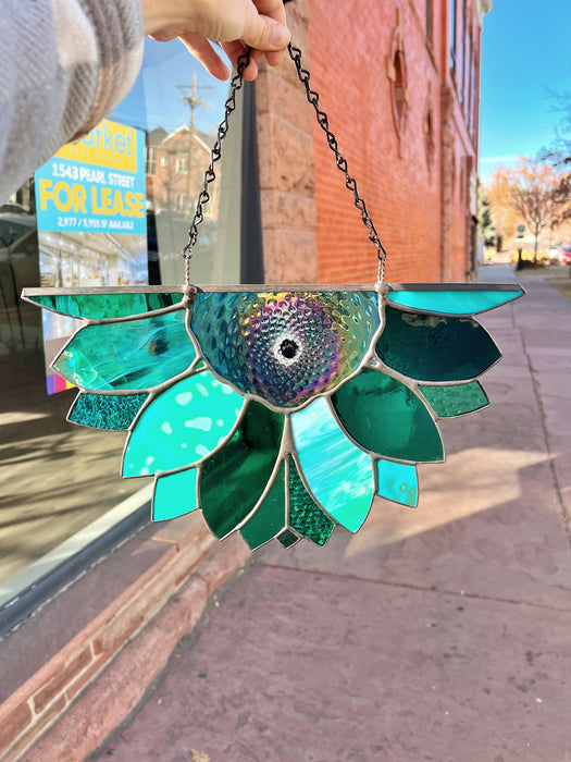 Teal Iridescent Sunflower Finished Pieces Colorado Glassworks