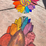Large Rainbow Iridescent Antique Sunflower Finished Pieces Colorado Glassworks