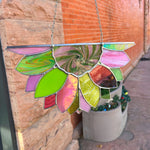 Large Pink Green Sunflower Finished Pieces Colorado Glassworks