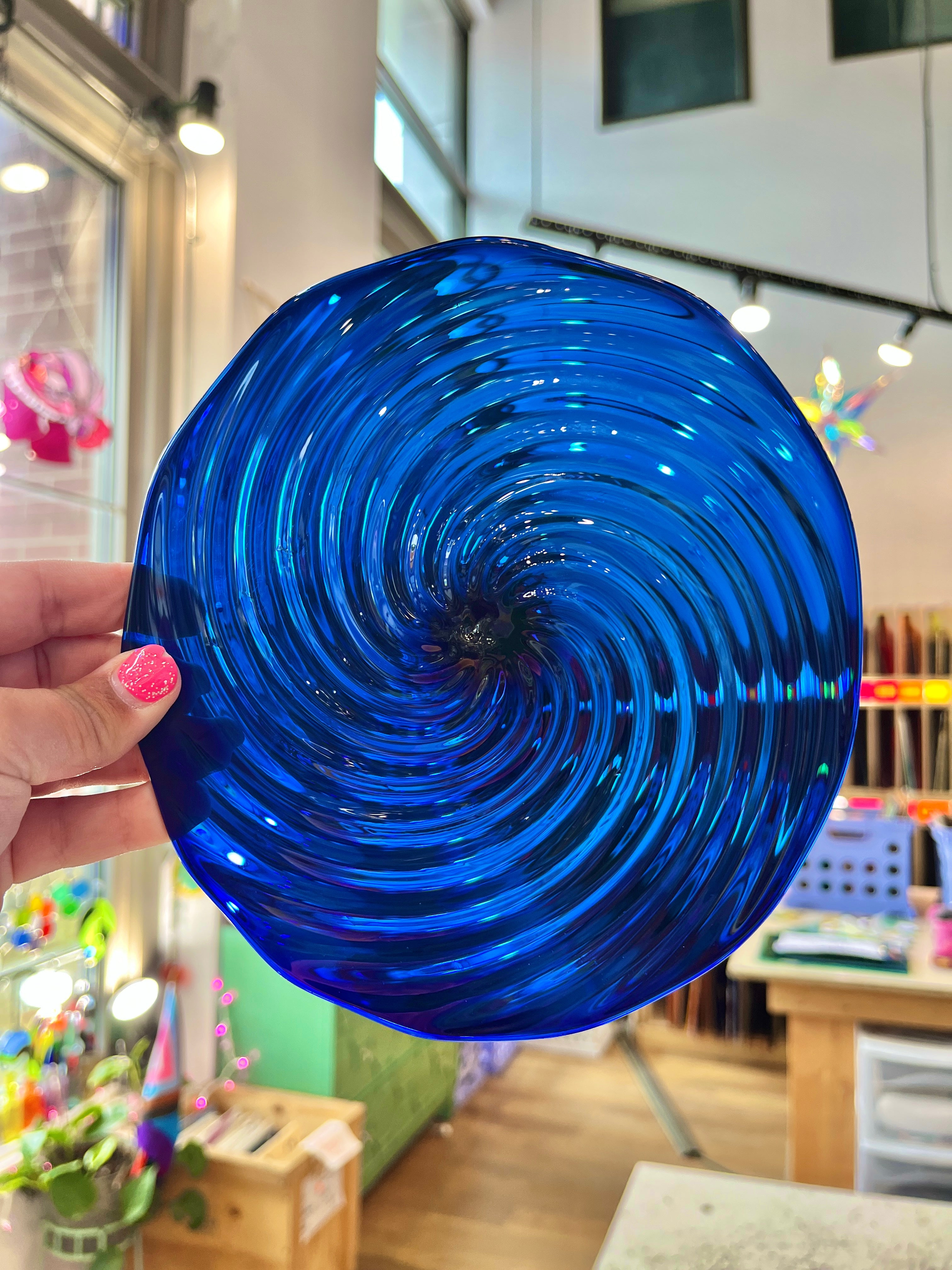 South Pole Swirl Rondel Sheet Glass Colorado Glassworks