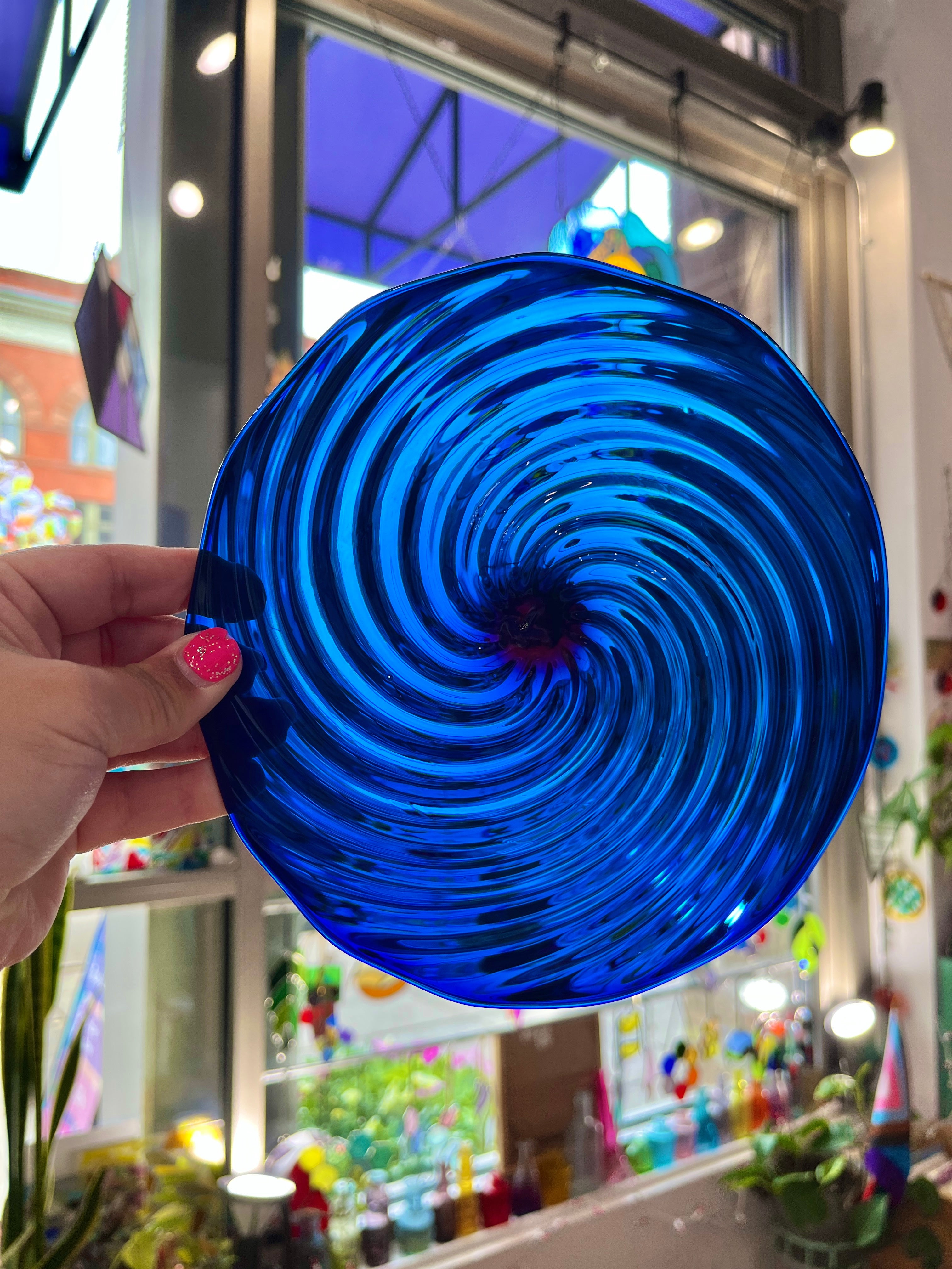 South Pole Swirl Rondel Sheet Glass Colorado Glassworks
