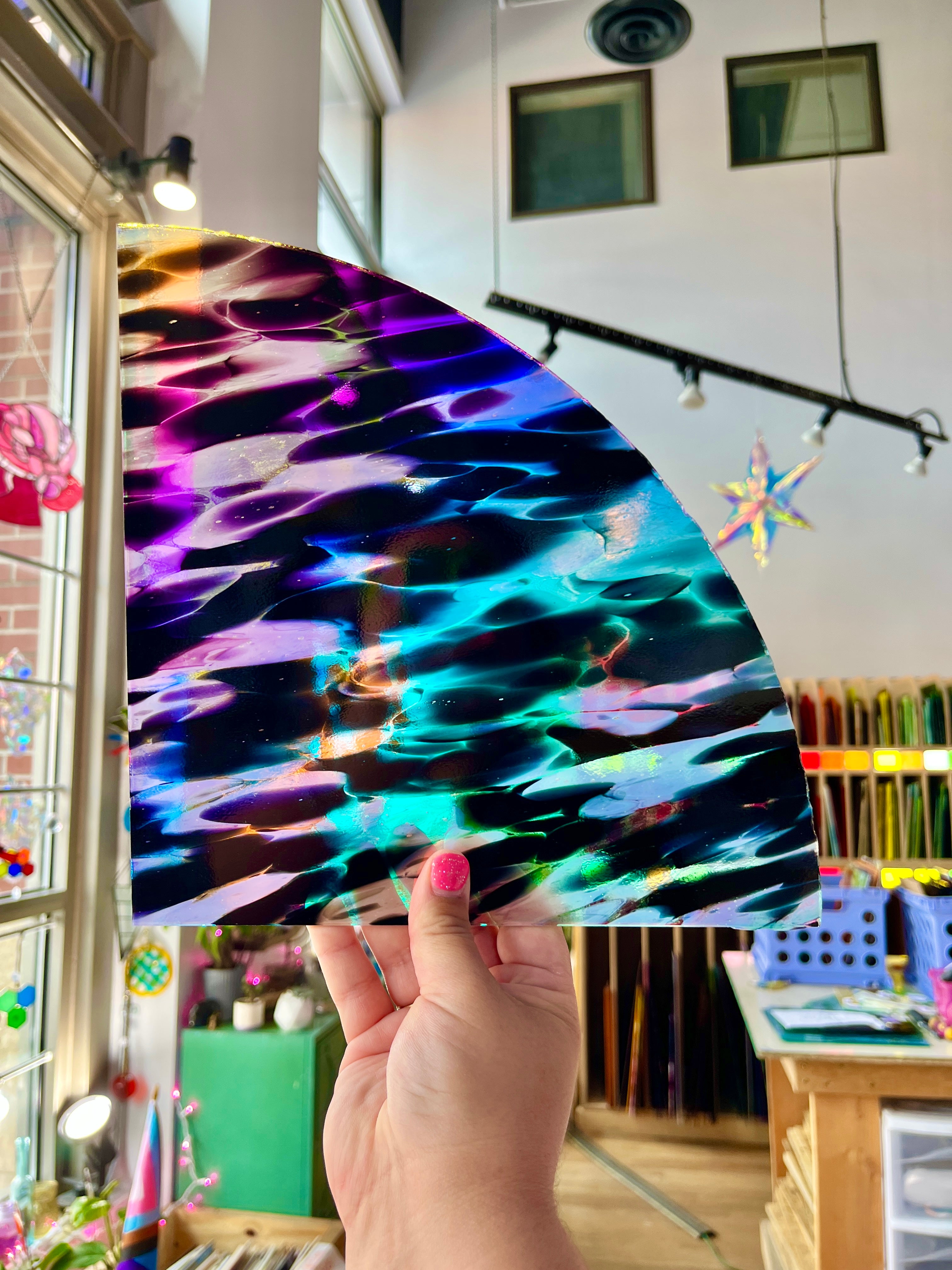 Dichroic Murano w/Rainbow-1 96 COE 1/4 Sheet Glass (S) Colorado Glass Works