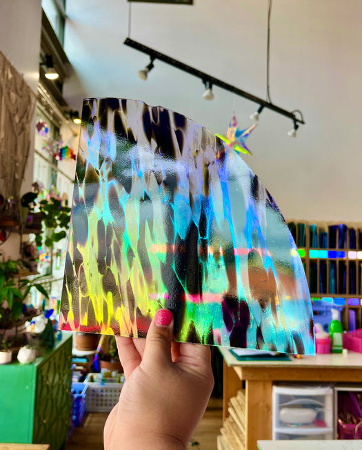 Dichroic Murano w/Rainbow-1 96 COE 1/4 Sheet Glass (S) Colorado Glass Works
