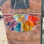 Large Rainbow Iridescent Antique Sunflower Finished Pieces Colorado Glassworks