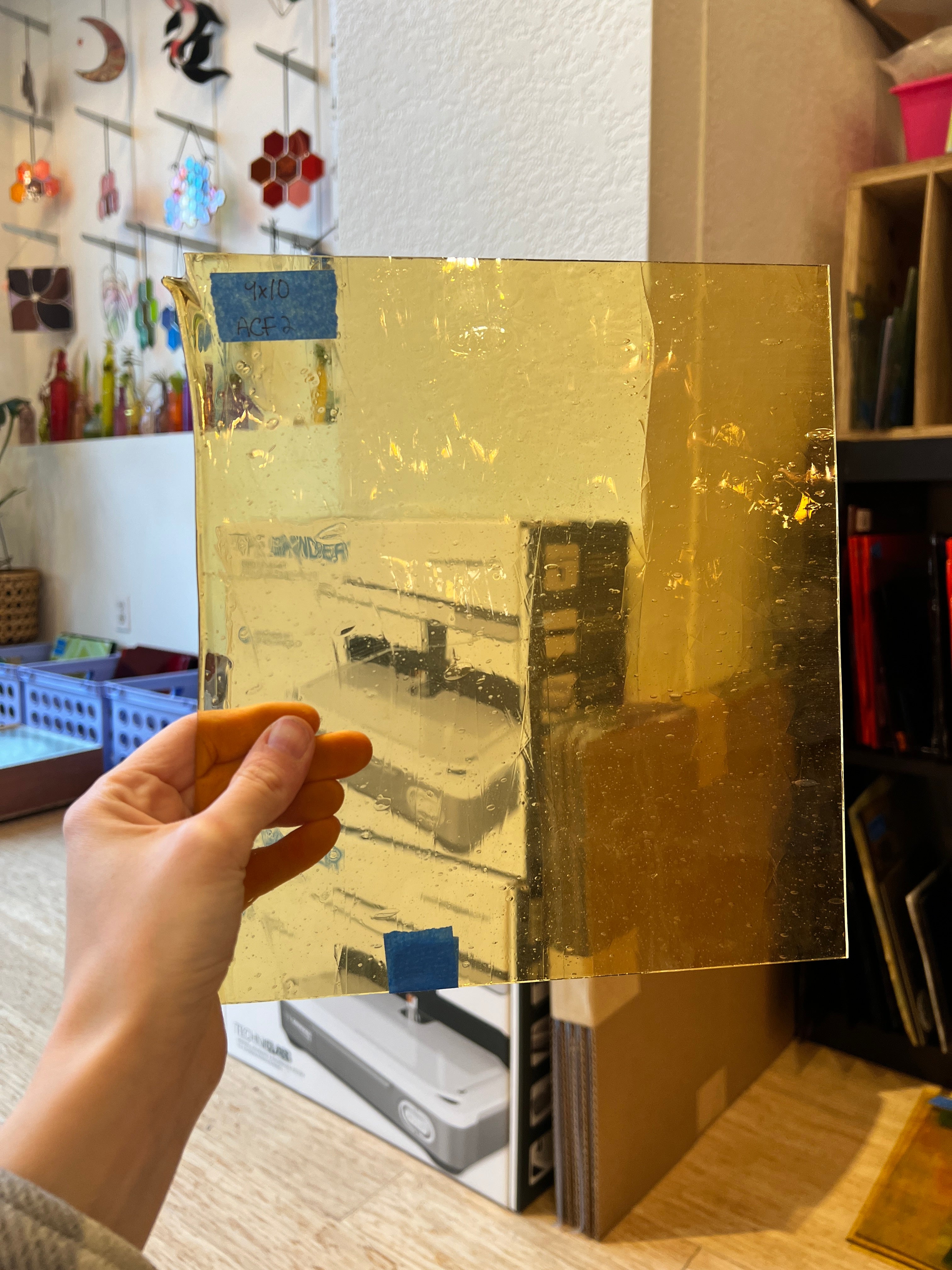 Vintage Transparent Yellow AC Fischer Sheet Glass Colorado Glassworks ACF3 (9x10in)  