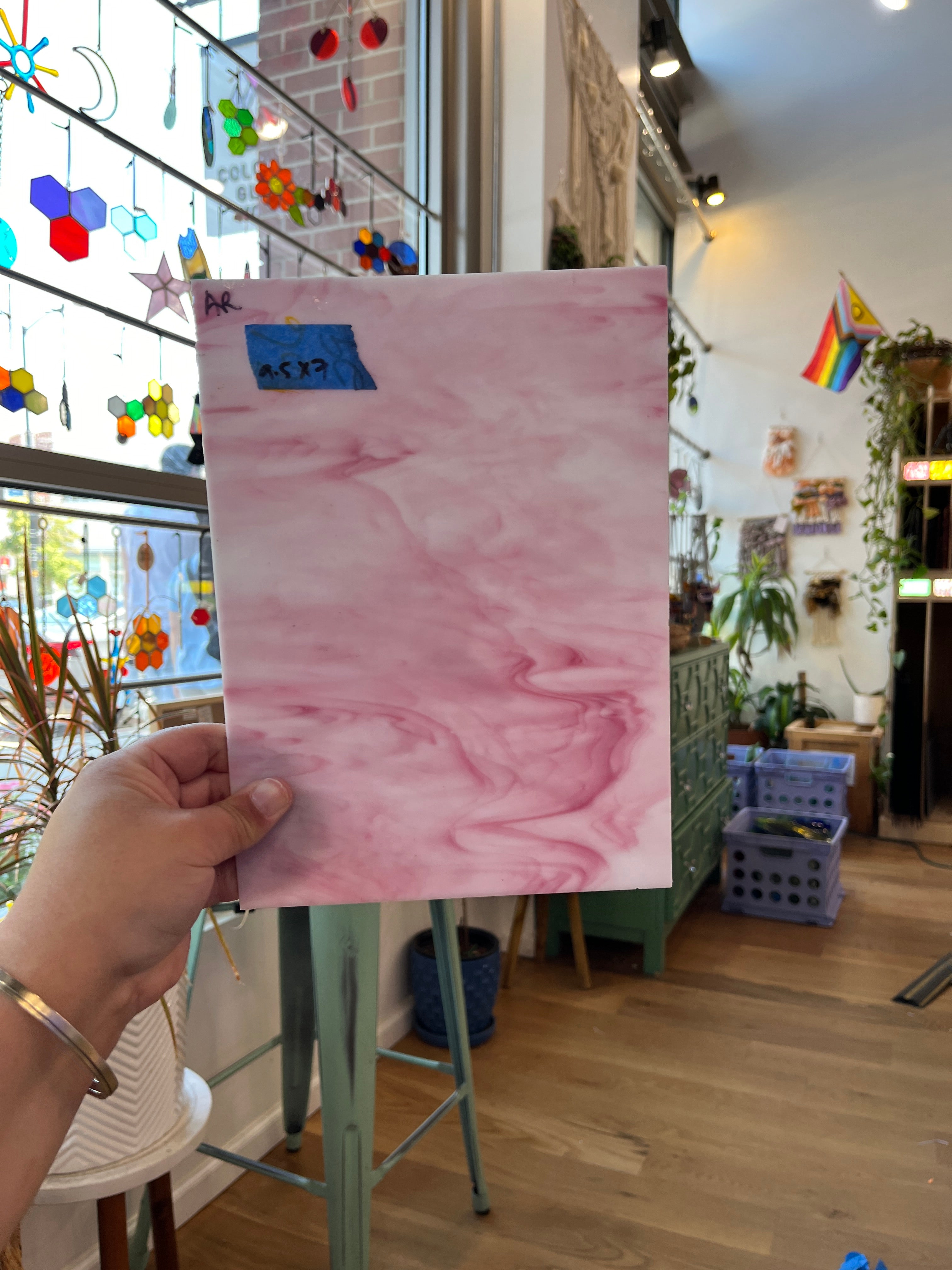 Armstrong Pink and White Wispy Discontinued (S) Sheet Glass Armstrong   