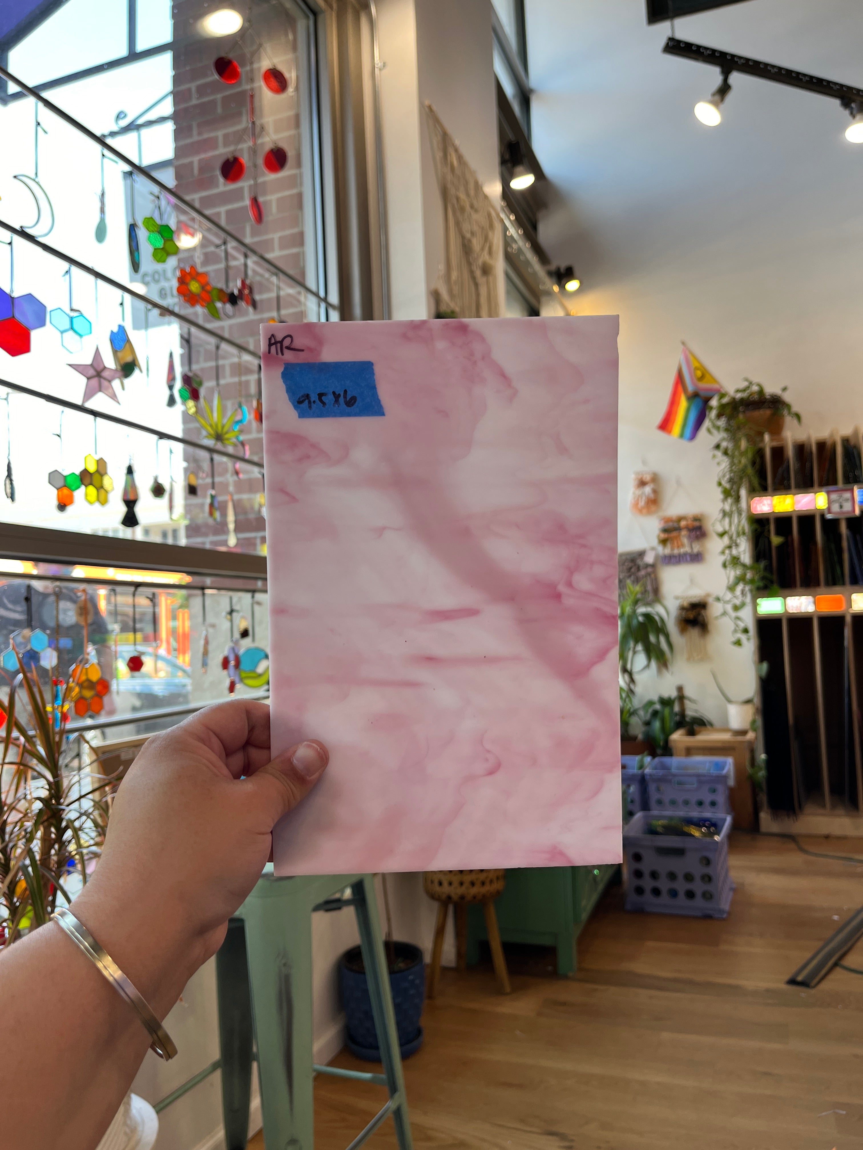 Armstrong Pink and White Wispy Discontinued (S) Sheet Glass Armstrong   